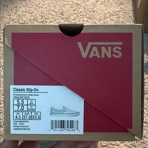 Vans Checkerboard Baby Blue Slip-On Shoes